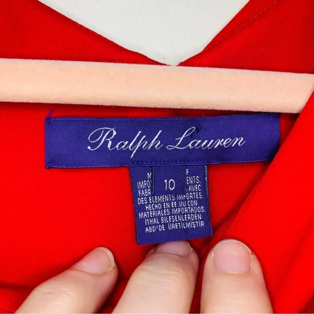 Ralph Lauren Collection Purple Label Red Crepe asymmetric Overlay dress size 10